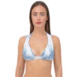 Boho Faded Blue Denim White Batik Double Strap Halter Bikini Top