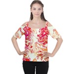 Red Orange Abstract Art Cutout Shoulder Tee