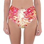 Red Orange Abstract Art Reversible High-Waist Bikini Bottoms