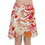 Red Orange Abstract Art Chiffon Wrap Front Skirt
