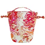Red Orange Abstract Art Drawstring Bucket Bag