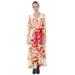 Red Orange Abstract Art Button Up Maxi Dress