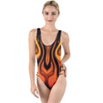 Fire and Flames Pattern High Leg Strappy Swimsuit
