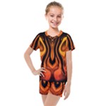 Fire and Flames Pattern Kids  Mesh Tee and Shorts Set