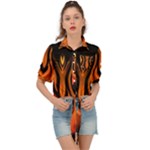 Fire and Flames Pattern Tie Front Shirt 