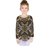 Boho Black Gold Color Kids  Long Sleeve Tee