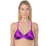 Magenta Black Abstract Art Reversible Tri Bikini Top