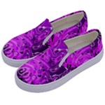 Magenta Black Abstract Art Kids  Canvas Slip Ons