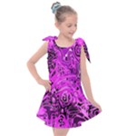 Magenta Black Abstract Art Kids  Tie Up Tunic Dress