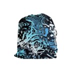 Black Blue White Abstract Art Drawstring Pouch (Large)