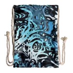 Black Blue White Abstract Art Drawstring Bag (Large)