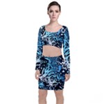 Black Blue White Abstract Art Top and Skirt Sets