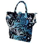 Black Blue White Abstract Art Buckle Top Tote Bag