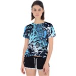 Black Blue White Abstract Art Open Back Sport Tee