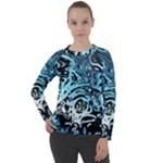 Black Blue White Abstract Art Women s Long Sleeve Raglan Tee