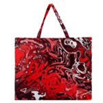 Red Black Abstract Art Zipper Large Tote Bag