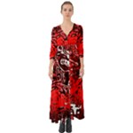 Red Black Abstract Art Button Up Boho Maxi Dress