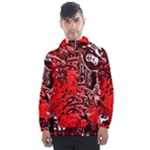 Red Black Abstract Art Men s Front Pocket Pullover Windbreaker