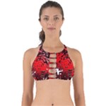 Red Black Abstract Art Perfectly Cut Out Bikini Top