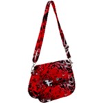Red Black Abstract Art Saddle Handbag