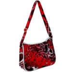Red Black Abstract Art Zip Up Shoulder Bag