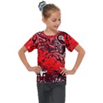 Red Black Abstract Art Kids  Mesh Piece Tee