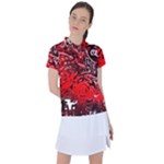 Red Black Abstract Art Women s Polo Tee