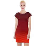 Scarlet Red Ombre Gradient Cap Sleeve Bodycon Dress