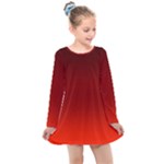 Scarlet Red Ombre Gradient Kids  Long Sleeve Dress