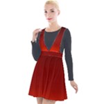 Scarlet Red Ombre Gradient Plunge Pinafore Velour Dress