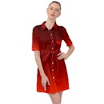 Scarlet Red Ombre Gradient Belted Shirt Dress