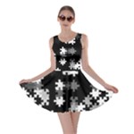 Black and White Jigsaw Puzzle Pattern Skater Dress