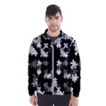 Black and White Jigsaw Puzzle Pattern Men s Windbreaker