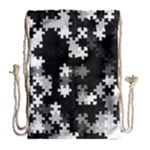 Black and White Jigsaw Puzzle Pattern Drawstring Bag (Large)