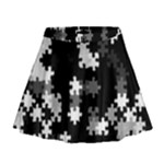 Black and White Jigsaw Puzzle Pattern Mini Flare Skirt