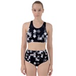 Black and White Jigsaw Puzzle Pattern Racer Back Bikini Set