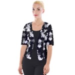 Black and White Jigsaw Puzzle Pattern Cropped Button Cardigan