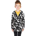 Black and White Jigsaw Puzzle Pattern Kids  Double Breasted Button Coat