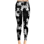 Black and White Jigsaw Puzzle Pattern Inside Out Leggings