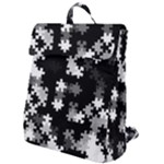 Black and White Jigsaw Puzzle Pattern Flap Top Backpack