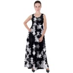 Black and White Jigsaw Puzzle Pattern Empire Waist Velour Maxi Dress