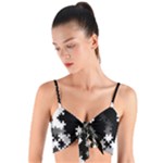 Black and White Jigsaw Puzzle Pattern Woven Tie Front Bralet