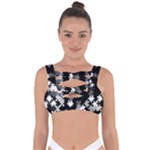 Black and White Jigsaw Puzzle Pattern Bandaged Up Bikini Top
