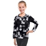 Black and White Jigsaw Puzzle Pattern Kids  Long Mesh Tee