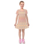 Boho Soft Peach Pattern Kids  Short Sleeve Velvet Dress