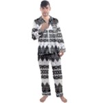Boho Black And White  Men s Long Sleeve Satin Pyjamas Set