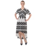 Boho Black And White  Front Wrap High Low Dress