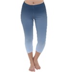 Faded Denim Blue Ombre Gradient Capri Winter Leggings 