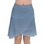 Faded Denim Blue Ombre Gradient Chiffon Wrap Front Skirt