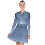 Faded Denim Blue Ombre Gradient Long Sleeve Panel Dress